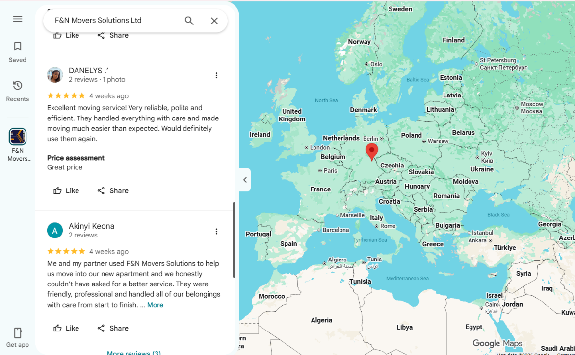 FN Movers Google Review